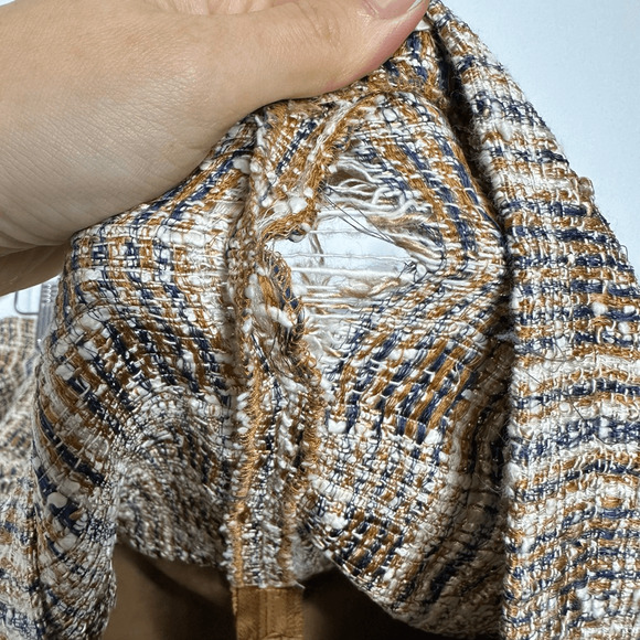 VERONICA BEARD Roman Checked Boucle Tweed Mini Skirt Light Brown womens 4 FLAWED - Picture 6 of 9